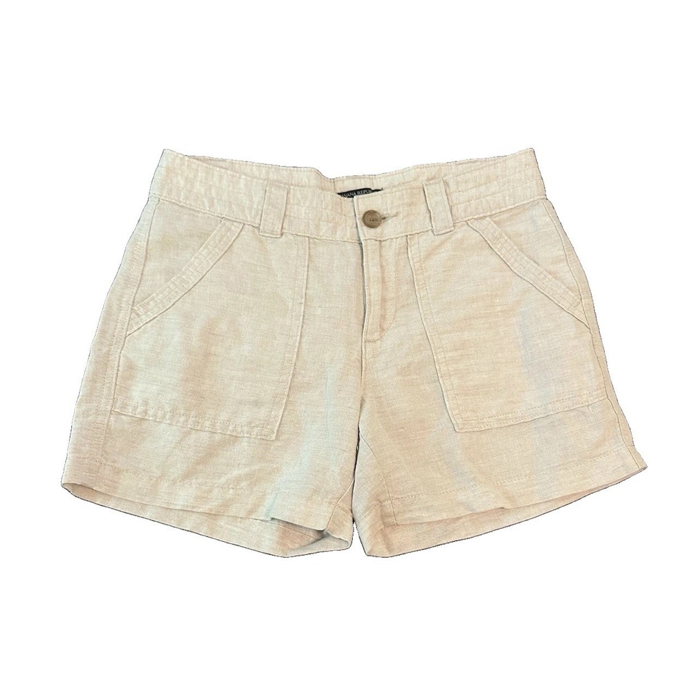 Linen Cotton Banana Republic Utility Womens Shorts 0 Beige Minimalist Preppy